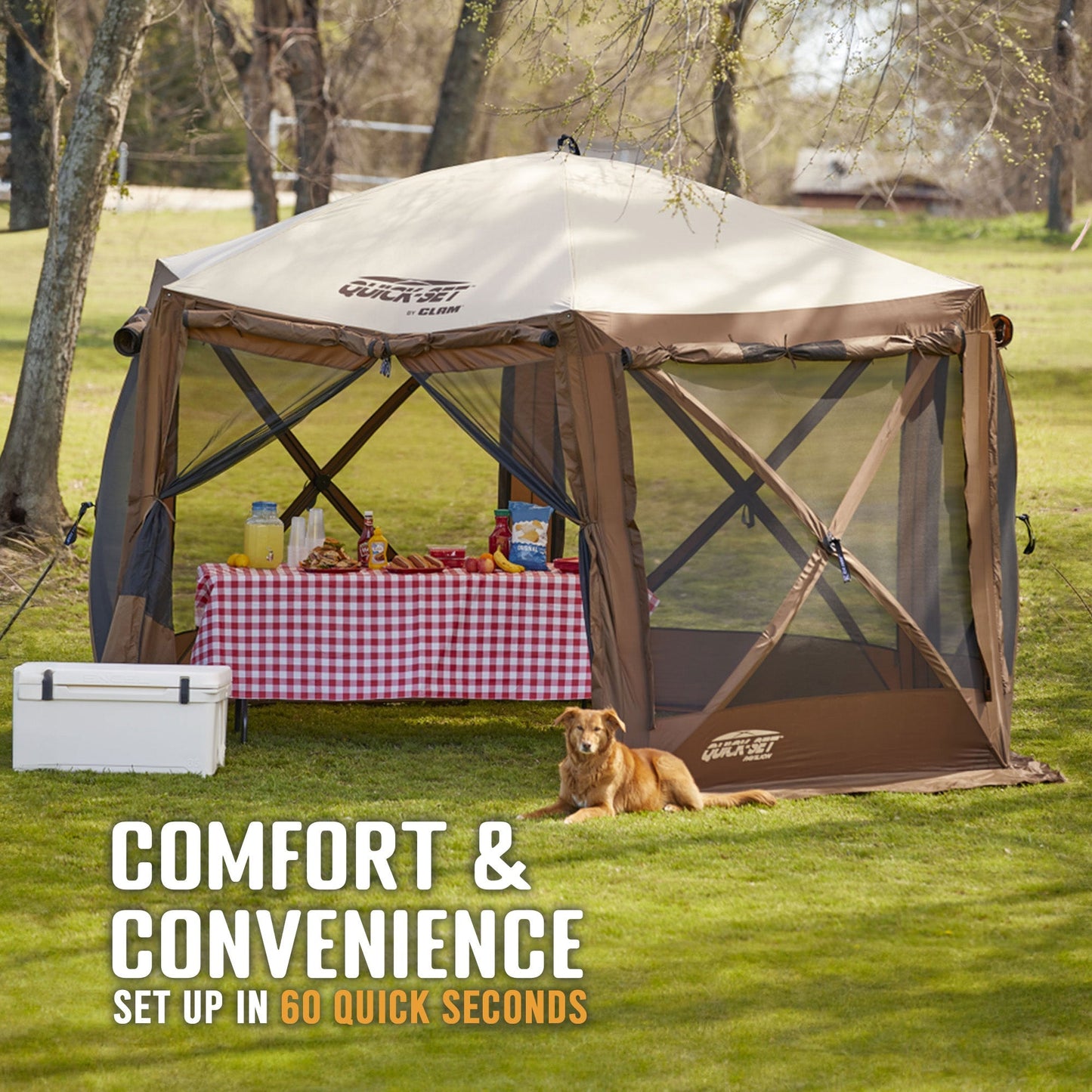 CLAM Quickset Pavilion 12.5' Portable Outdoor Gazebo Canopy Tent with Floor Tarp - 149378