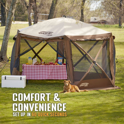 CLAM Quickset Pavilion 12.5' Portable Outdoor Gazebo Canopy Tent with Floor Tarp - 149378