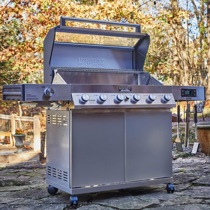 Monument Grills 6-Burner Convertible Natural Gas Smart bbq Grill Stainless Steel Denali 605 with BBQ Cover - B0C9PXR93L