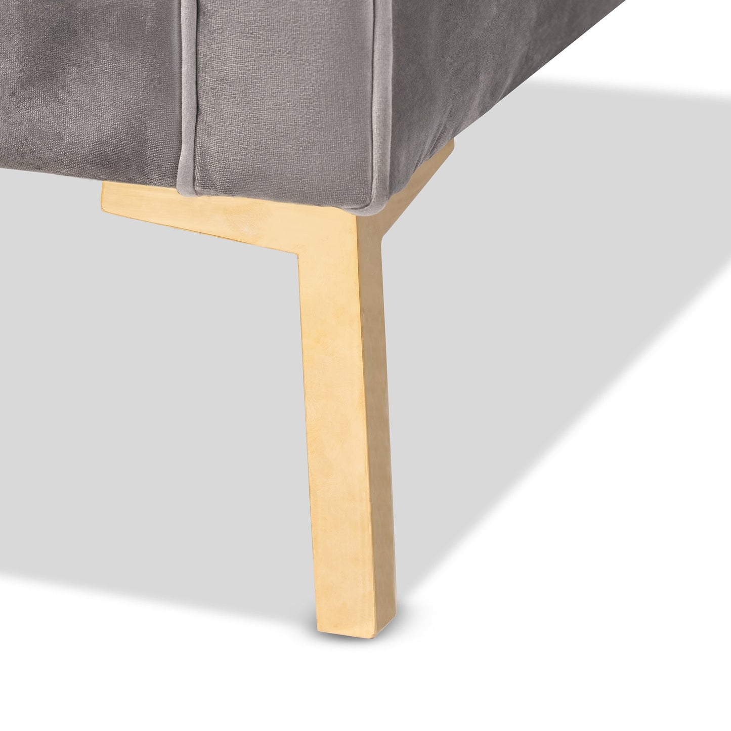 Modway Furniture Zanetta Glam Velvet Sofa - Luxurious Gray Upholstered Design with Gold Legs & Button Tufting Style