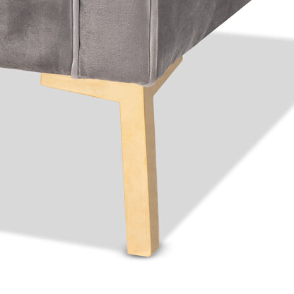 Modway Furniture Zanetta Glam Velvet Sofa - Luxurious Gray Upholstered Design with Gold Legs & Button Tufting Style