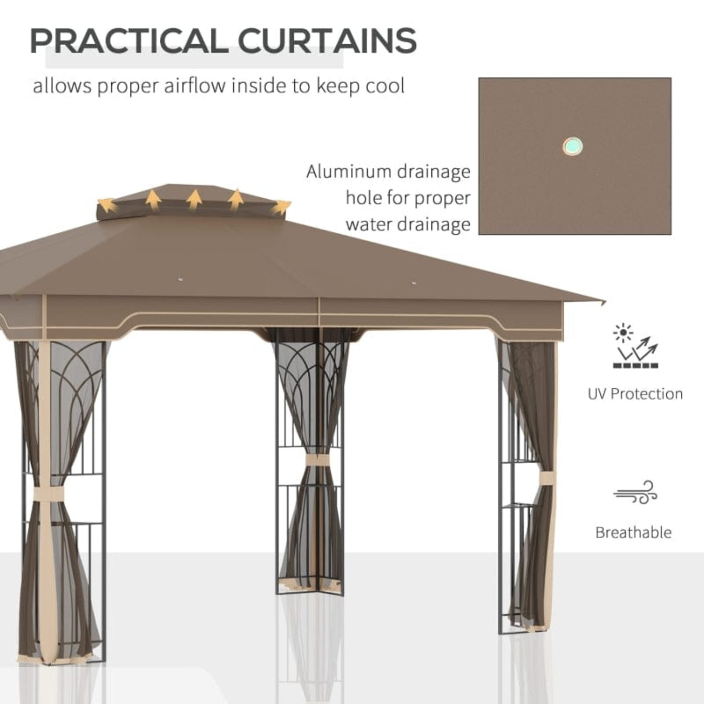 Outsunny 12' x 10' Patio Gazebo Outdoor Canopy Shelter - 84C-320