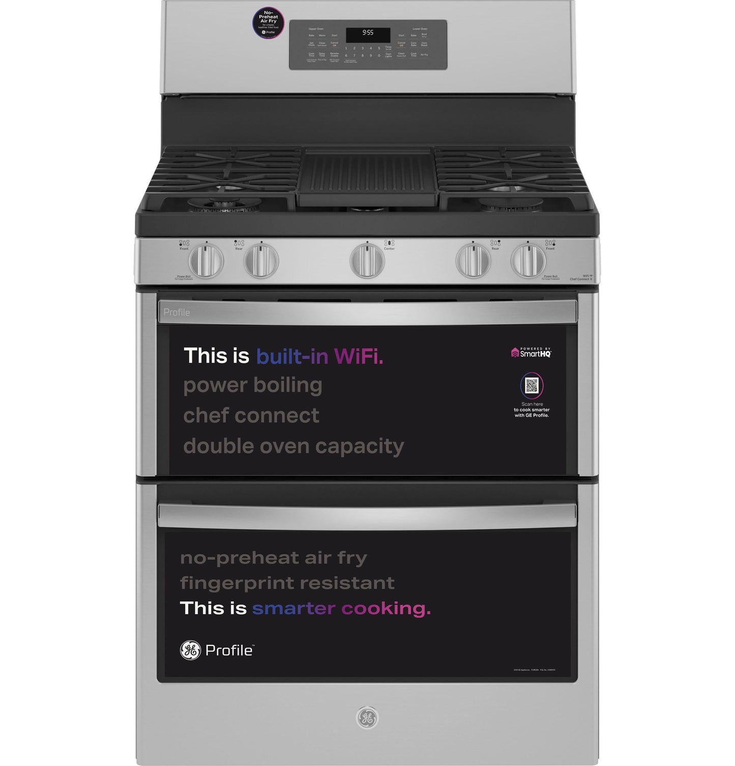GE APPLIANCES PGB965YPFS GE Profile(TM) 30" Free-Standing Gas Double Oven Convection Fingerprint Resistant Range with No Preheat Air Fry -  PGB965YPFS
