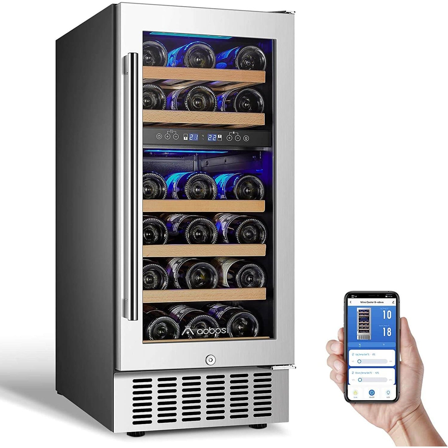 Bodega cooler 15 Inch Wine Cooler 28 Bottle Dual Zone Wine Refrigerator ‎- JC-85B-WIFI