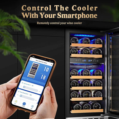 Bodega cooler 15 Inch Wine Cooler 28 Bottle Dual Zone Wine Refrigerator ‎- JC-85B-WIFI