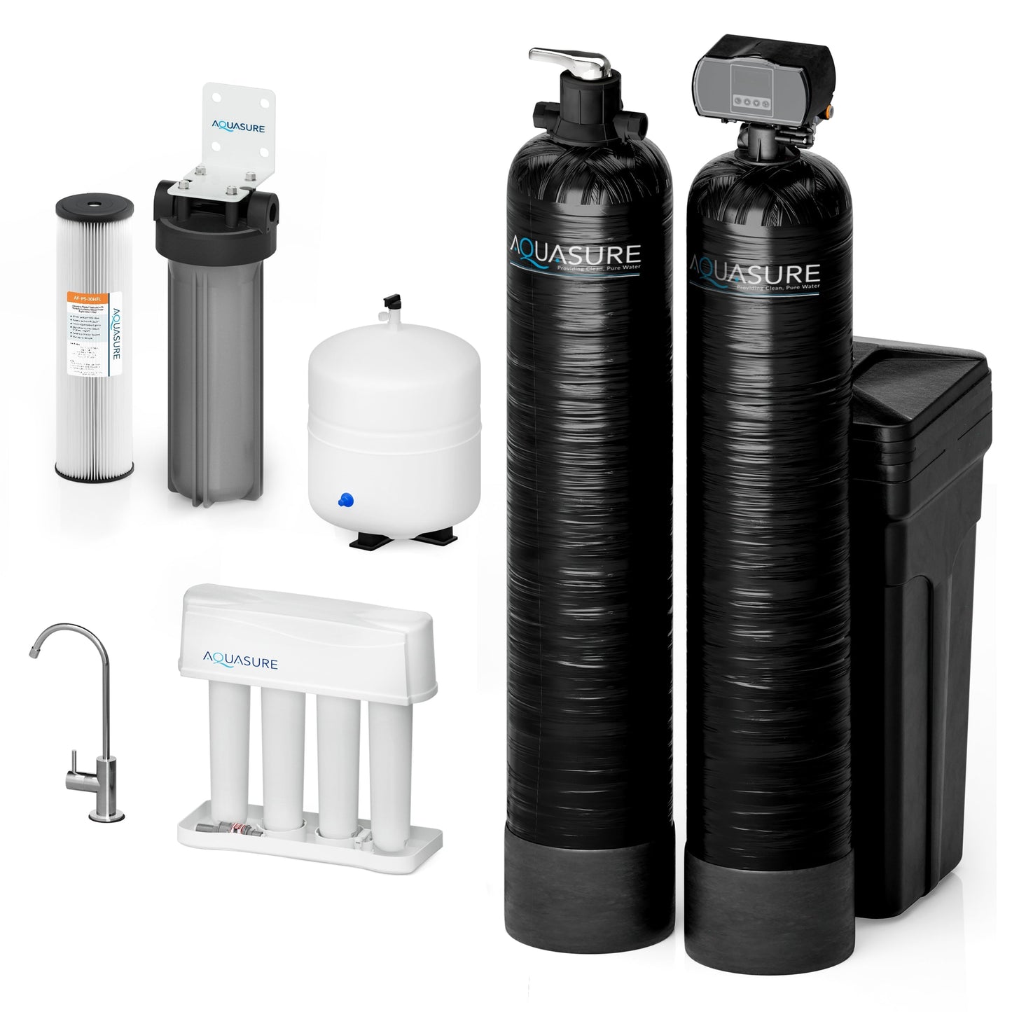 Aquasure Signature Elite | 1,000,000 Gallons Whole House Water Filter Treatment Bundle with 48,000 Grains Softener, 75 GPD Reverse Osmosis System - AS-SE1000A