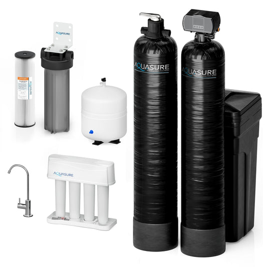 Aquasure Signature Elite | 1,000,000 Gallons Whole House Water Filter Treatment Bundle with 48,000 Grains Softener, 75 GPD Reverse Osmosis System - AS-SE1000A