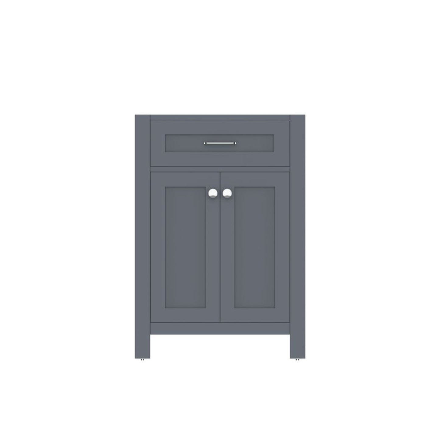 Alya Bath Norwalk 24" Single Gray Freestanding Bathroom Vanity With Brushed Nickel Edge Handles - HE-101-24-G - Backyard Provider