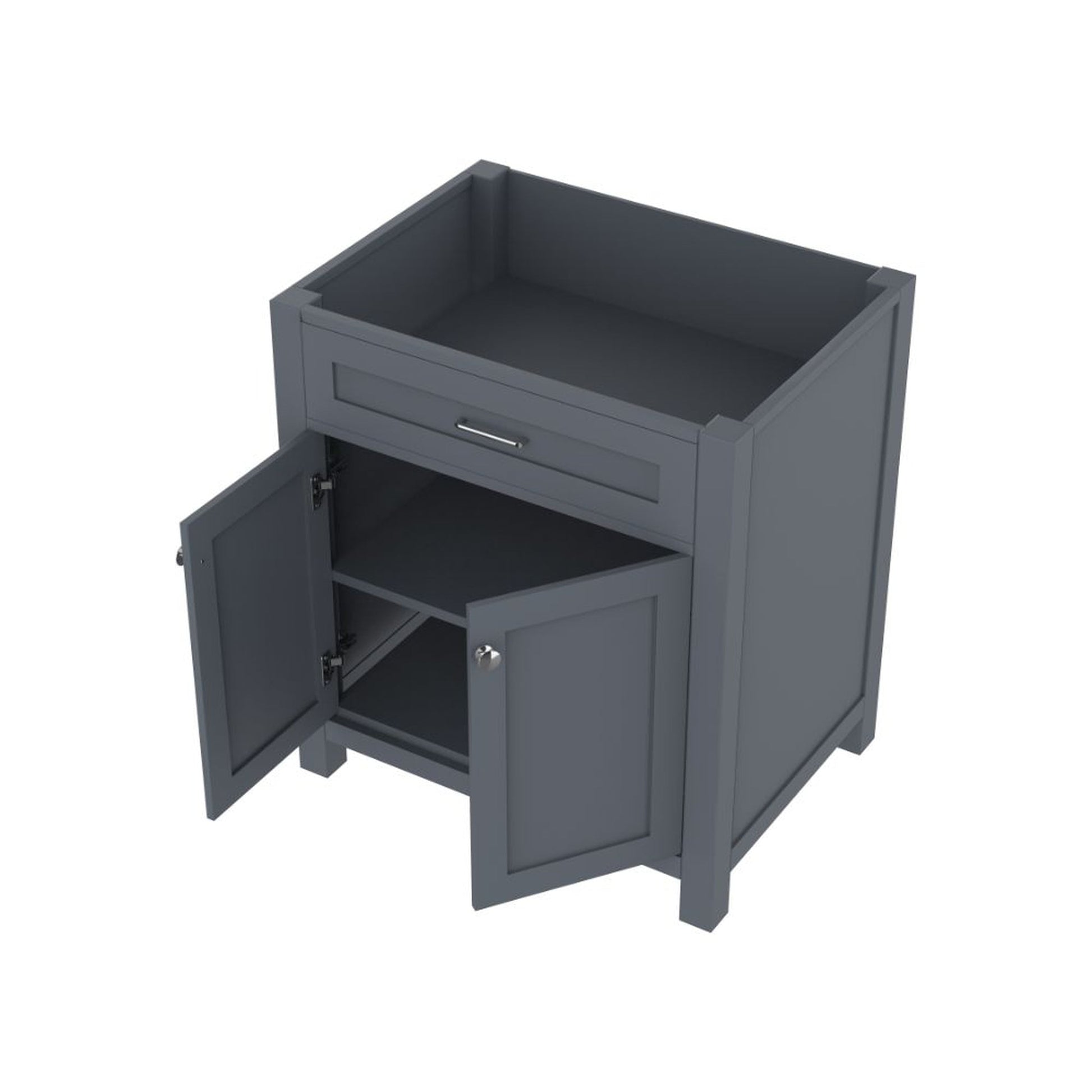 Alya Bath Norwalk 30" Single Gray Freestanding Bathroom Vanity With Brushed Nickel Edge Handles - HE-101-30-G - Backyard Provider