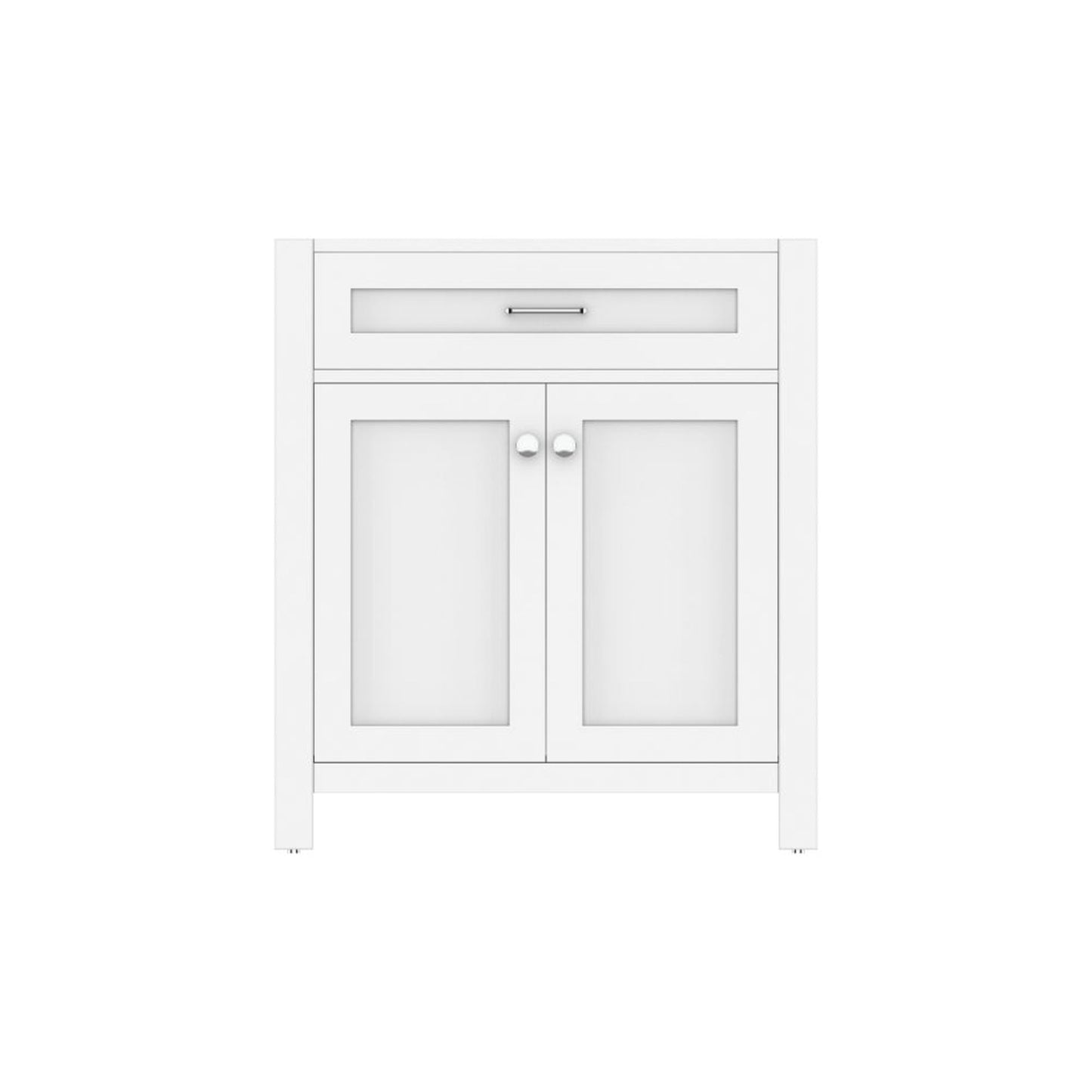 Alya Bath Norwalk 30" Single White Freestanding Bathroom Vanity with Brushed Nickel Edge Handles - HE-101-30-W - Backyard Provider