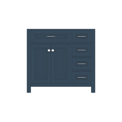 Alya Bath Norwalk  36" Single Blue Freestanding Bathroom Vanity with Drawer and Brushed Nickel Edge Handles - HE-101-36-DR-B - Backyard Provider