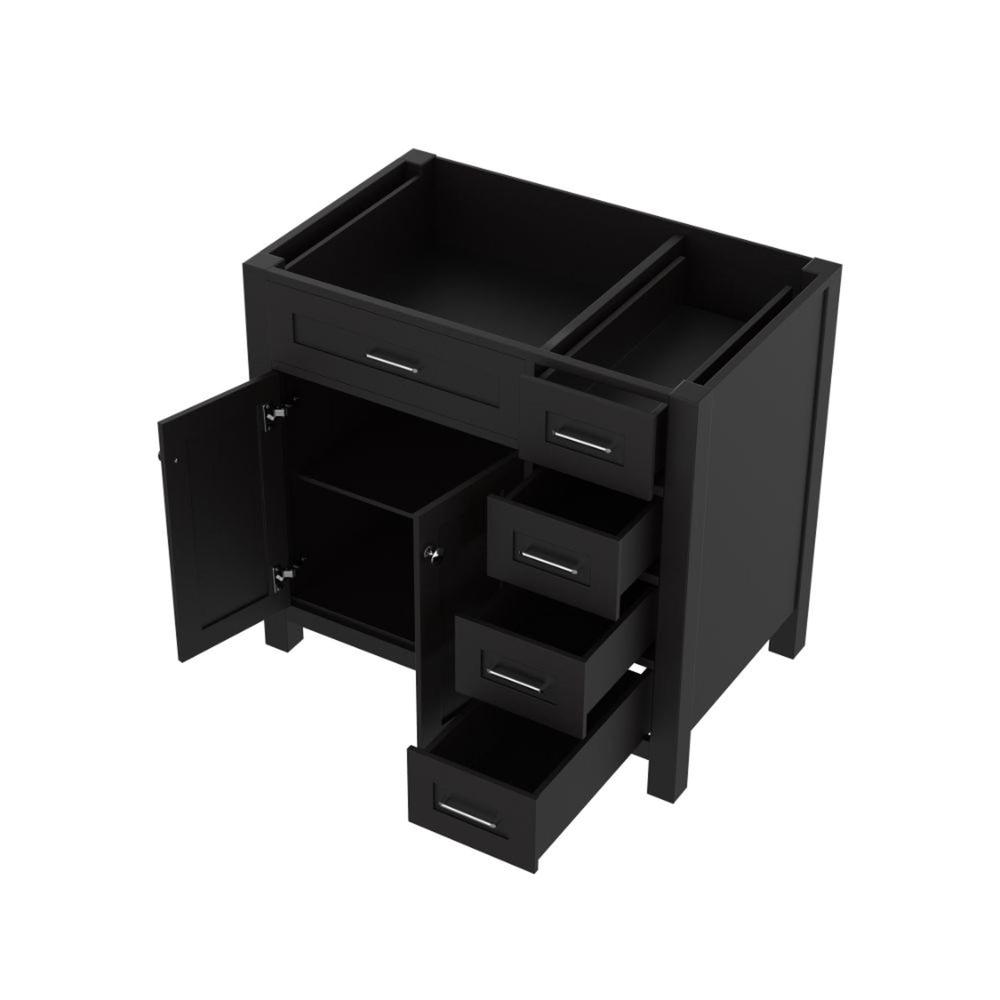 Alya Bath Norwalk  36" Single Espresso Freestanding Bathroom Vanity with Drawer and Brushed Nickel Edge Handles - HE-101-36-DR-E - Backyard Provider