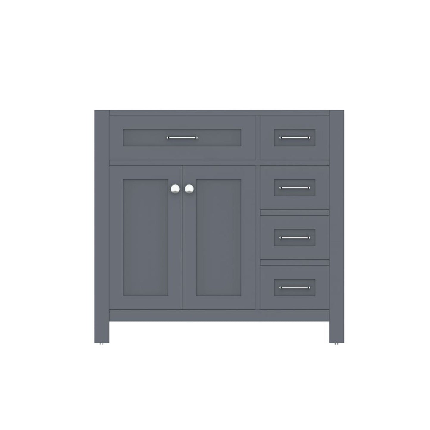 Alya Bath Norwalk  36" Single Gray Freestanding Bathroom Vanity with Drawer and Brushed Nickel Edge Handles - HE-101-36-DR-G - Backyard Provider