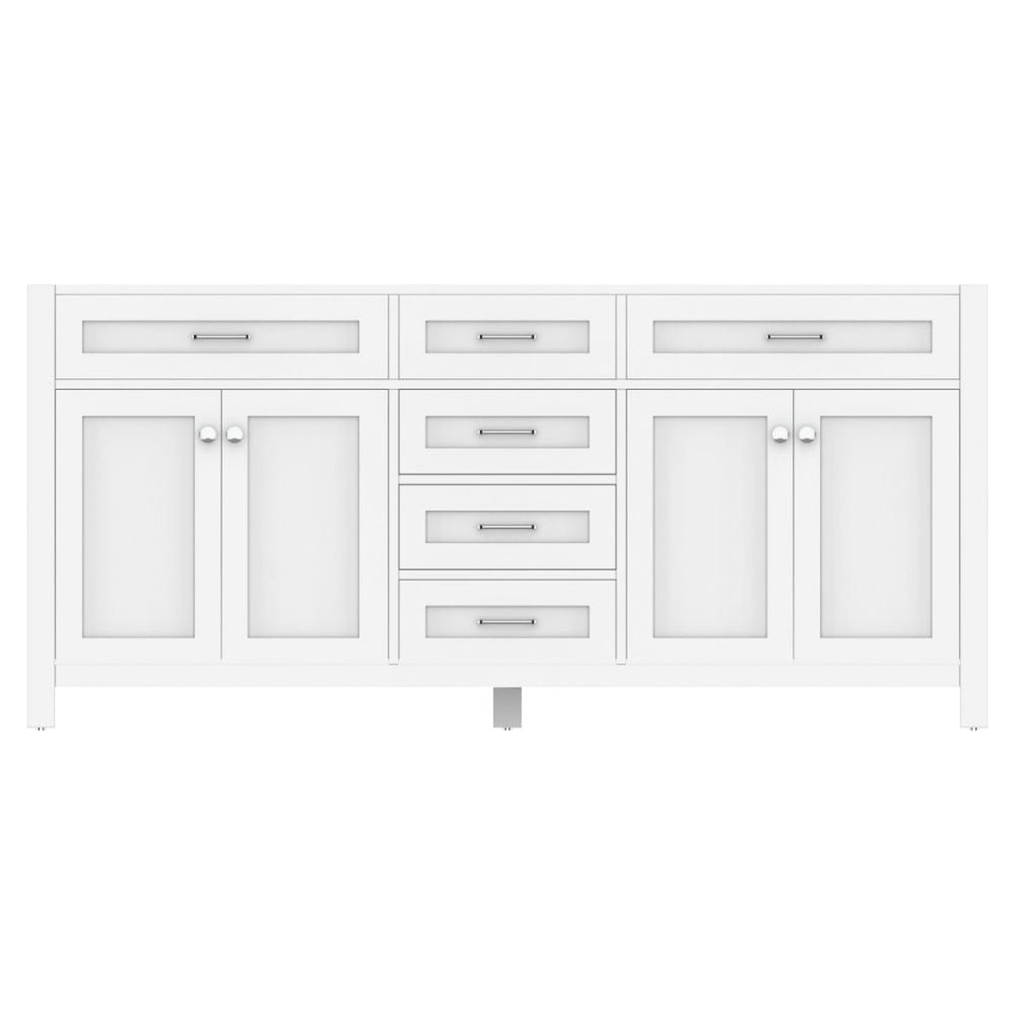Alya Bath Norwalk 72" Double White Freestanding Bathroom Vanity  With Brushed Nickel Edge Handles - HE-101-72D-W - Backyard Provider