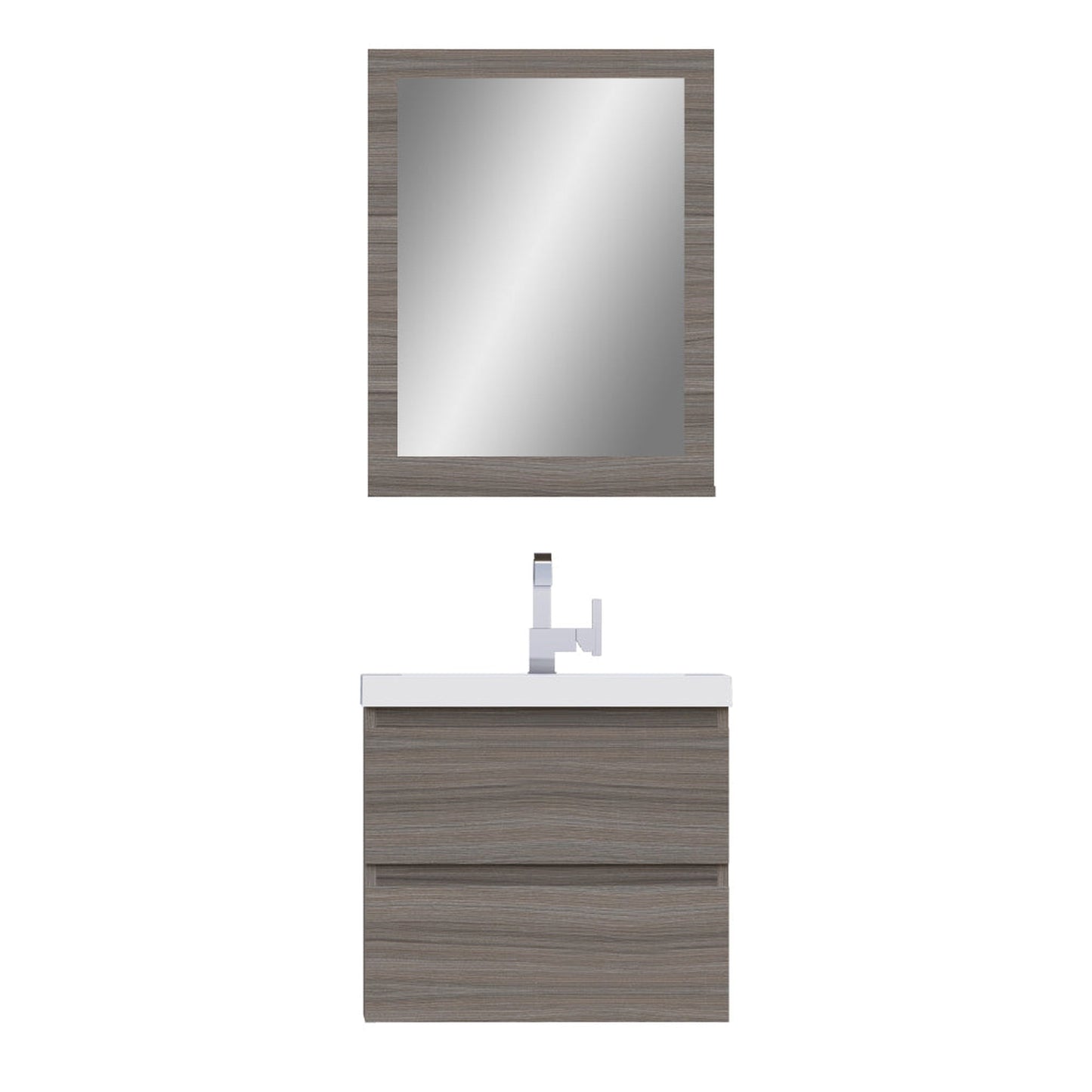 Alya Bath Paterno 24" Single Gray Modern Wall Mounted  Bathroom Vanity With Acrylic Top and Integrated Sink - AB-MOF24-G - Backyard Provider