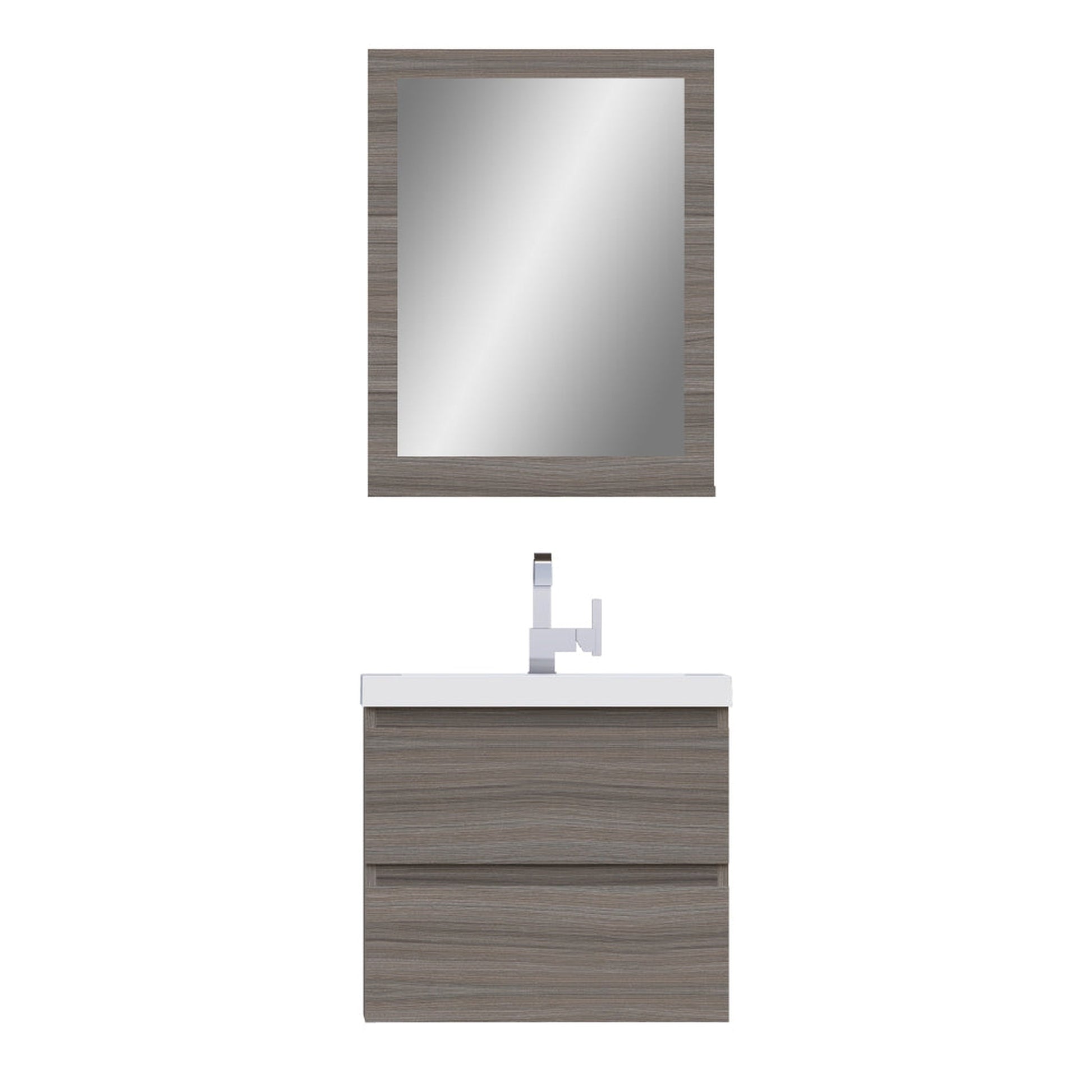 Alya Bath Paterno 24" Single Gray Modern Wall Mounted  Bathroom Vanity With Acrylic Top and Integrated Sink - AB-MOF24-G - Backyard Provider