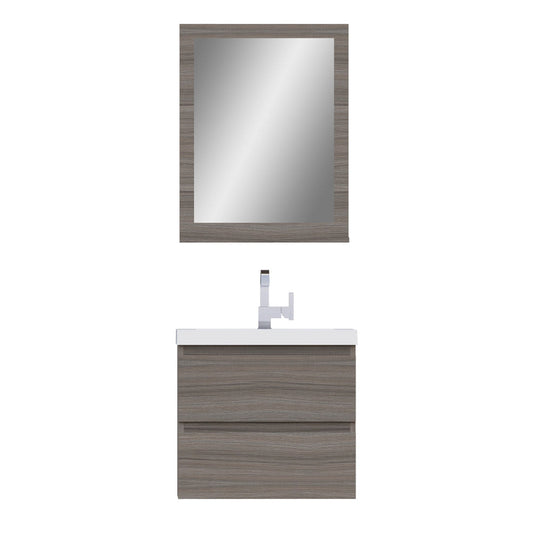 Alya Bath Paterno 24" Single Gray Modern Wall Mounted  Bathroom Vanity With Acrylic Top and Integrated Sink - AB-MOF24-G - Backyard Provider