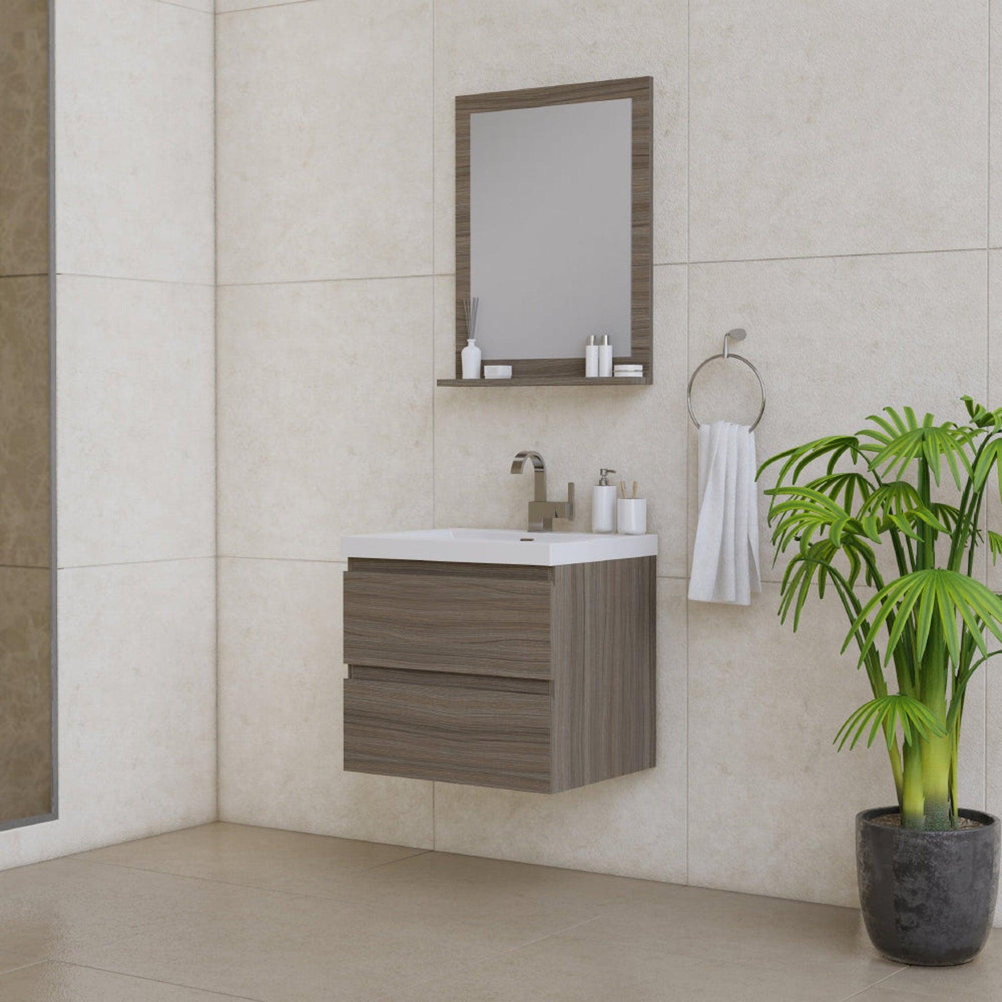 Alya Bath Paterno 24" Single Gray Modern Wall Mounted  Bathroom Vanity With Acrylic Top and Integrated Sink - AB-MOF24-G - Backyard Provider