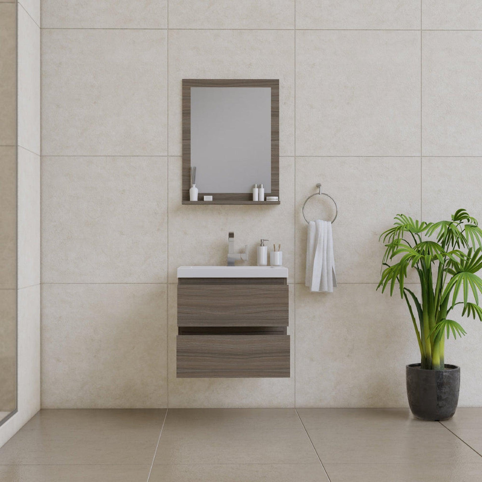 Alya Bath Paterno 24" Single Gray Modern Wall Mounted  Bathroom Vanity With Acrylic Top and Integrated Sink - AB-MOF24-G - Backyard Provider