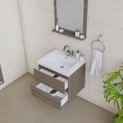 Alya Bath Paterno 24" Single Gray Modern Wall Mounted  Bathroom Vanity With Acrylic Top and Integrated Sink - AB-MOF24-G - Backyard Provider