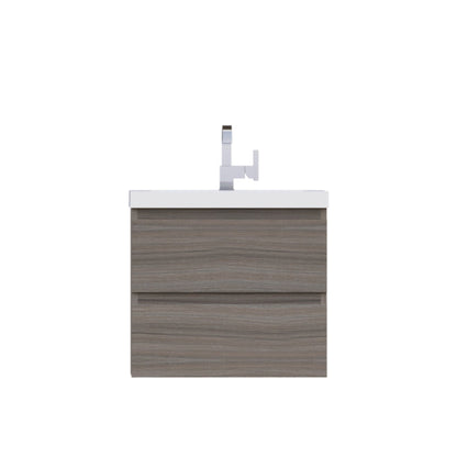 Alya Bath Paterno 24" Single Gray Modern Wall Mounted  Bathroom Vanity With Acrylic Top and Integrated Sink - AB-MOF24-G - Backyard Provider
