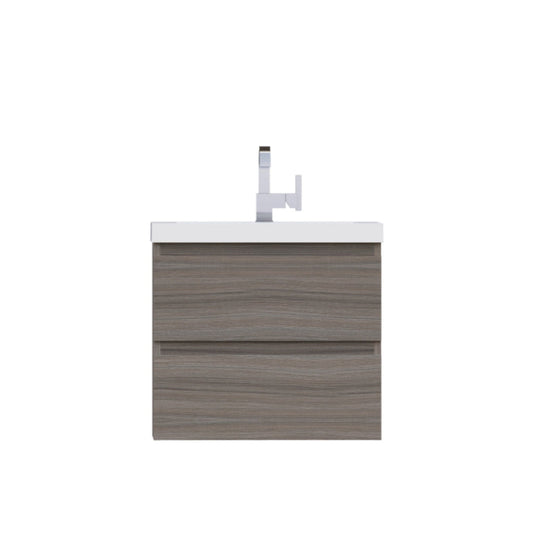 Alya Bath Paterno 24" Single Gray Modern Wall Mounted  Bathroom Vanity With Acrylic Top and Integrated Sink - AB-MOF24-G - Backyard Provider