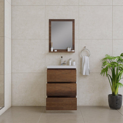 Alya Bath Paterno 24" Single Rosewood Modern Freestanding Bathroom Vanity With Acrylic Top and Integrated Sink - AB-MOA24-RW - Backyard Provider