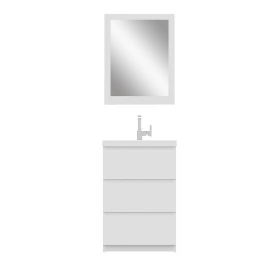 Alya Bath Paterno 24" Single White Modern Freestanding Bathroom Vanity With Acrylic Top and Integrated Sink - AB-MOA24-W - Backyard Provider