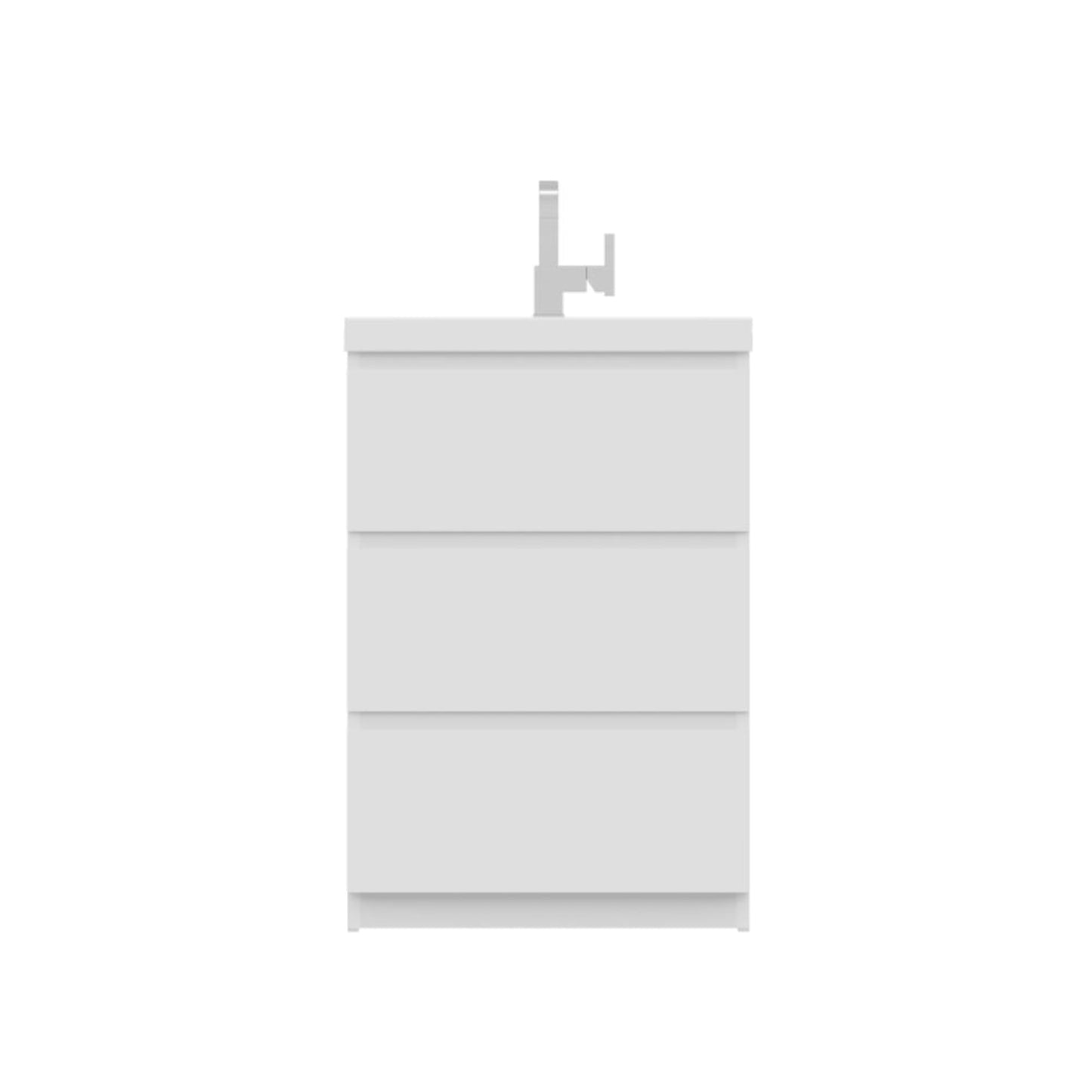 Alya Bath Paterno 24" Single White Modern Freestanding Bathroom Vanity With Acrylic Top and Integrated Sink - AB-MOA24-W - Backyard Provider