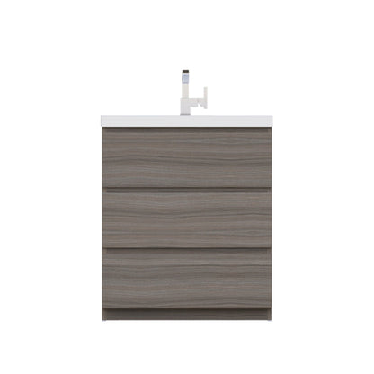 Alya Bath Paterno 30" Single Gray Modern Freestanding  Single Bathroom Vanity With Acrylic Top and Integrated Sink - AB-MOA30-G - Backyard Provider