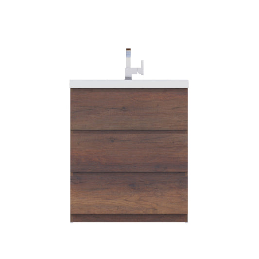 Alya Bath Paterno 30" Single Rosewood  Modern Freestanding  Bathroom Vanity With Acrylic Top and Integrated Sink - AB-MOA30-RW - Backyard Provider