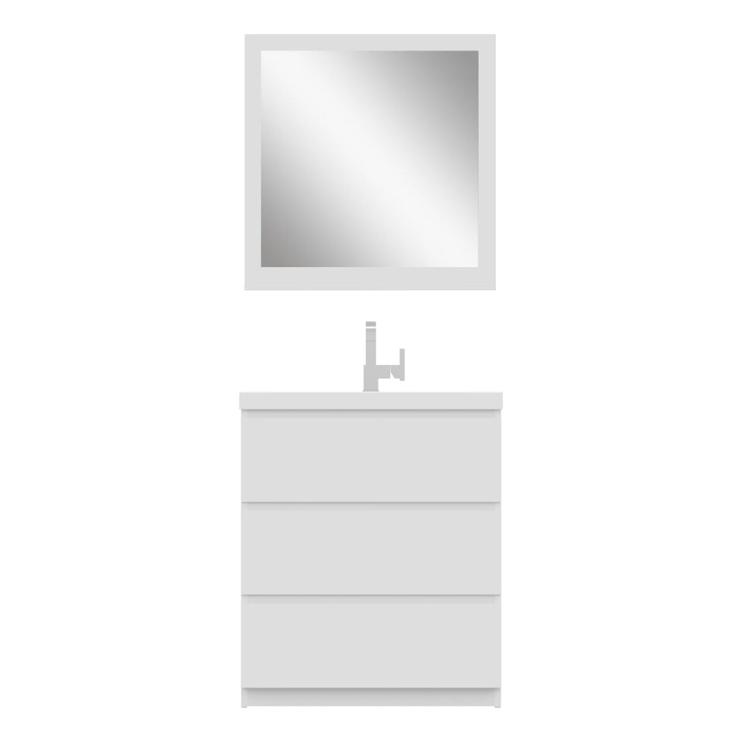 Alya Bath Paterno 30" Single White Modern Freestanding  Bathroom Vanity With Acrylic Top and Integrated Sink - AB-MOA30-W - Backyard Provider