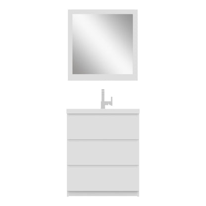 Alya Bath Paterno 30" Single White Modern Freestanding  Bathroom Vanity With Acrylic Top and Integrated Sink - AB-MOA30-W - Backyard Provider