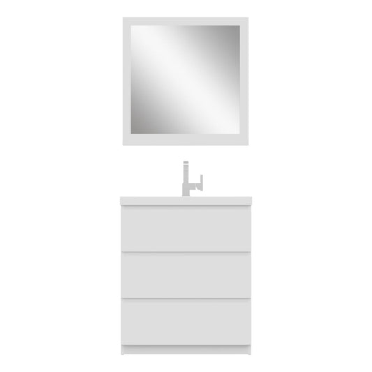 Alya Bath Paterno 30" Single White Modern Freestanding  Bathroom Vanity With Acrylic Top and Integrated Sink - AB-MOA30-W - Backyard Provider