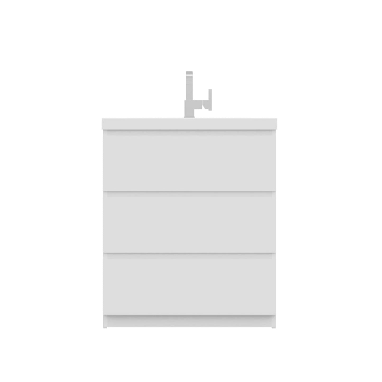 Alya Bath Paterno 30" Single White Modern Freestanding  Bathroom Vanity With Acrylic Top and Integrated Sink - AB-MOA30-W - Backyard Provider