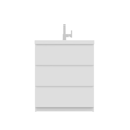 Alya Bath Paterno 30" Single White Modern Freestanding  Bathroom Vanity With Acrylic Top and Integrated Sink - AB-MOA30-W - Backyard Provider