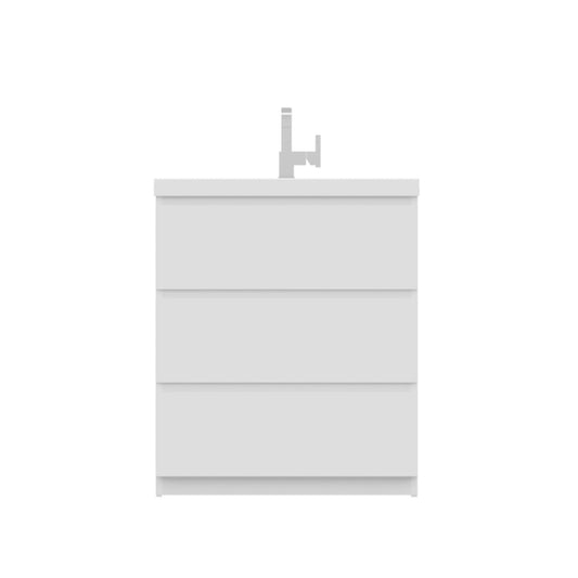 Alya Bath Paterno 30" Single White Modern Freestanding  Bathroom Vanity With Acrylic Top and Integrated Sink - AB-MOA30-W - Backyard Provider