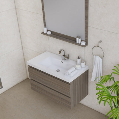 Alya Bath Paterno 36" Single Gray Modern Wall Mounted  Bathroom Vanity With Acrylic Top and Integrated Sink - AB-MOF36-G - Backyard Provider