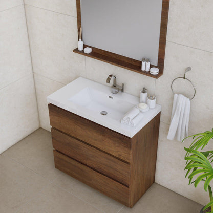 Alya Bath Paterno 36" Single Rosewood  Modern Freestanding  Bathroom Vanity With Acrylic Top and Integrated Sink - AB-MOA36-RW - Backyard Provider