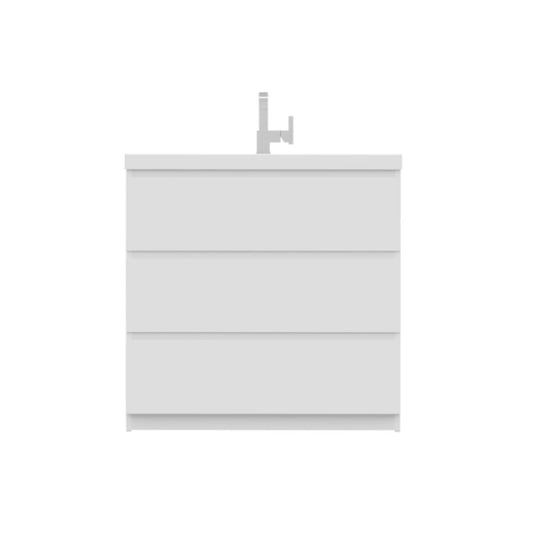 Alya Bath Paterno 36" Single White Modern Freestanding  Bathroom Vanity With Acrylic Top and Integrated Sink - AB-MOA36-W - Backyard Provider