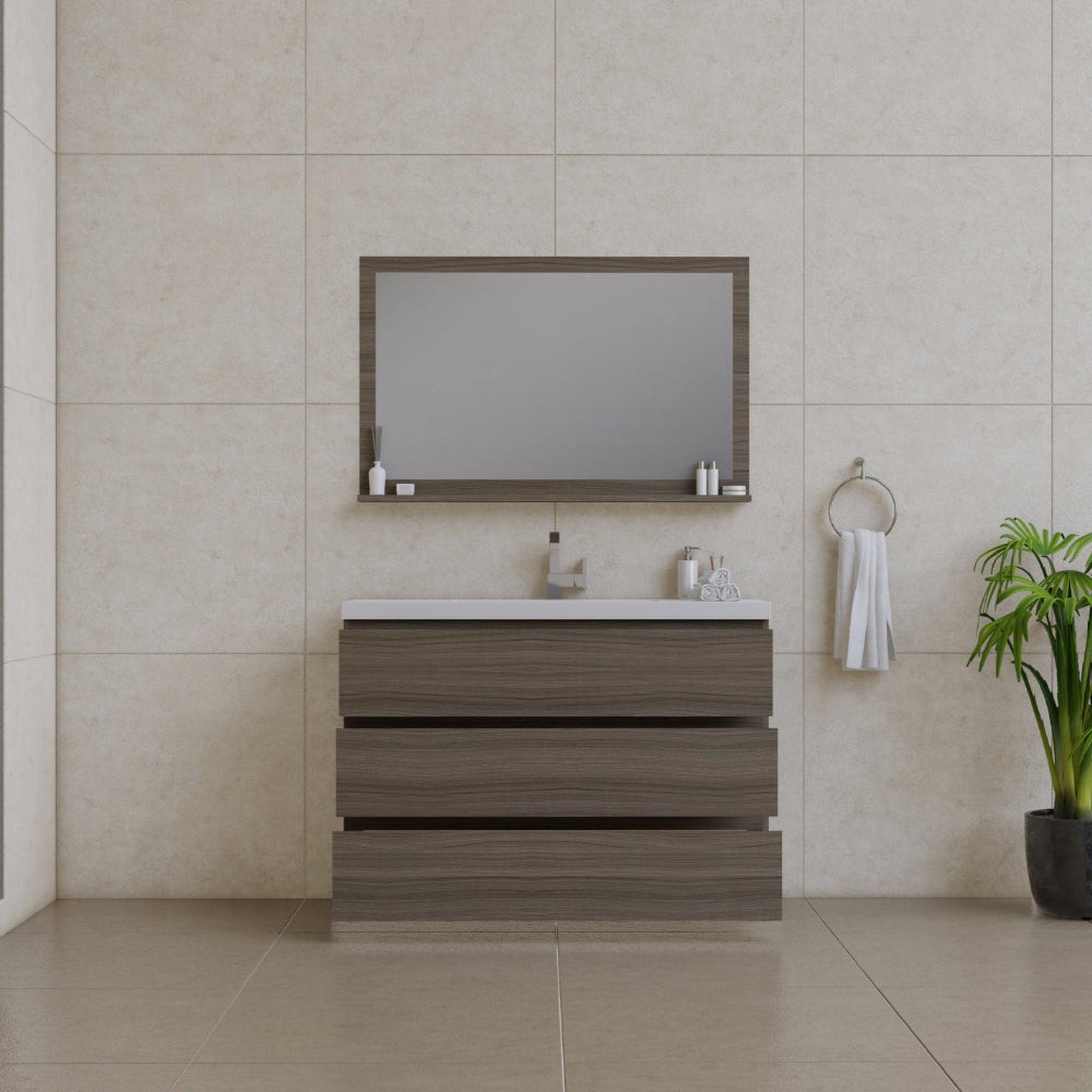 Alya Bath Paterno 48" Single Gray Modern Freestanding  Bathroom Vanity With Acrylic Top and Integrated Sink - AB-MOA48-G - Backyard Provider