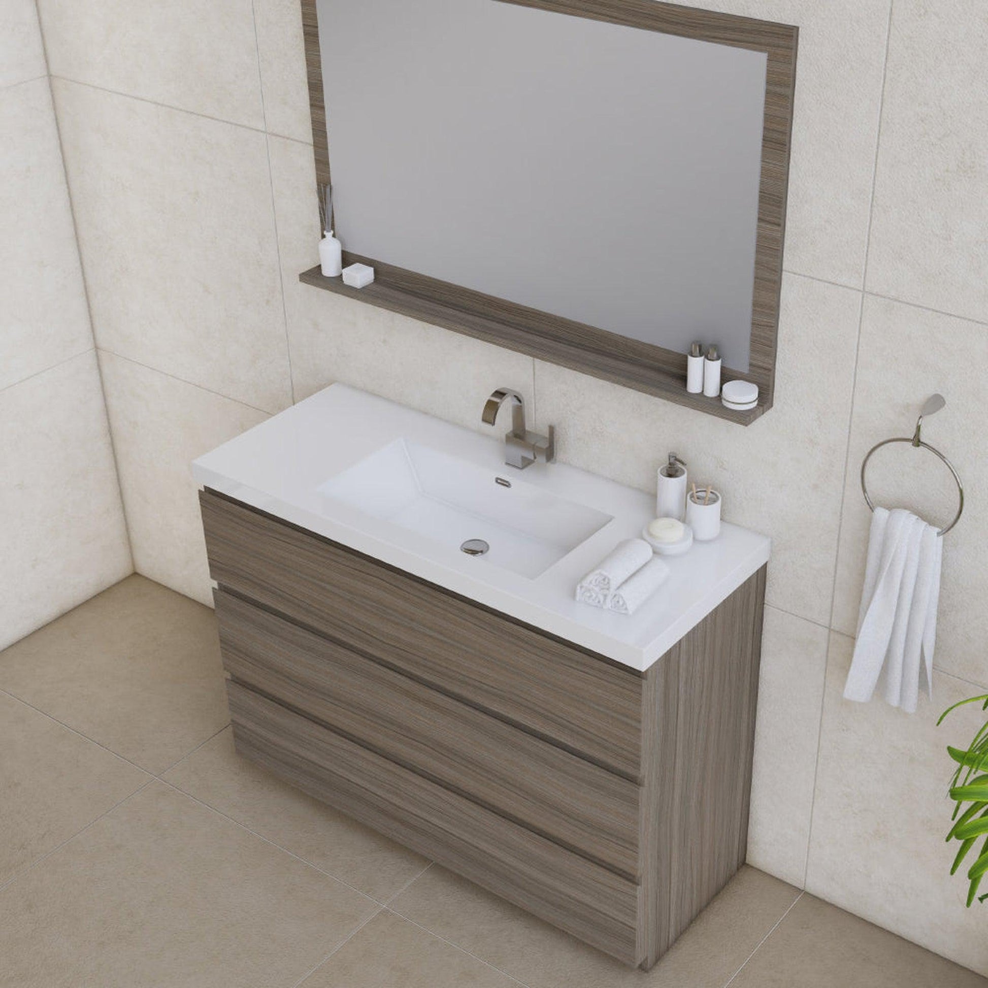 Alya Bath Paterno 48" Single Gray Modern Freestanding  Bathroom Vanity With Acrylic Top and Integrated Sink - AB-MOA48-G - Backyard Provider
