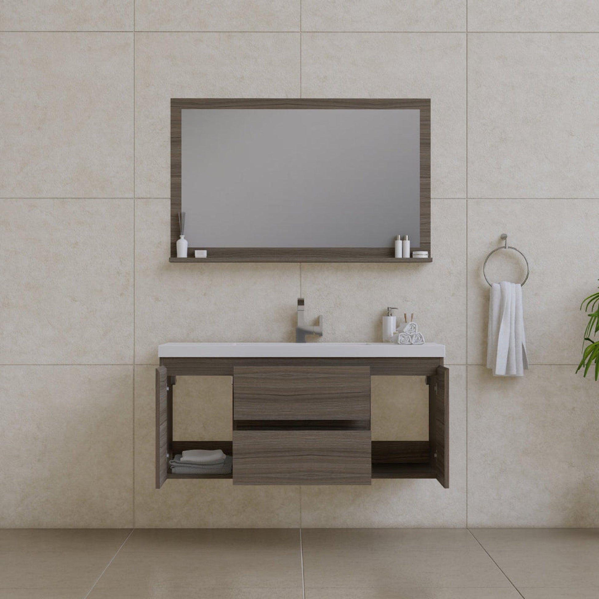 Alya Bath Paterno 48" Single Gray Modern Wall Mounted  Bathroom Vanity With Acrylic Top and Integrated Sink - AB-MOF48-G - Backyard Provider