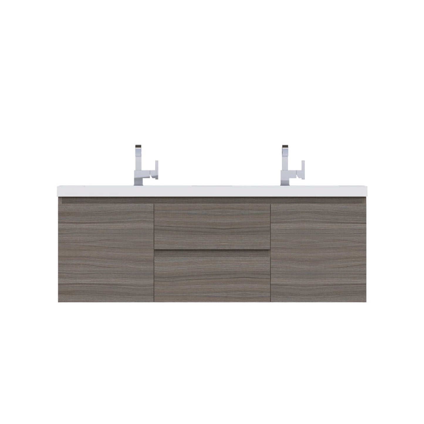 Alya Bath Paterno 60" Double Gray Modern Wall Mounted Bathroom Vanity With Acrylic Top and Integrated Sink - AB-MOF60D-G - Backyard Provider