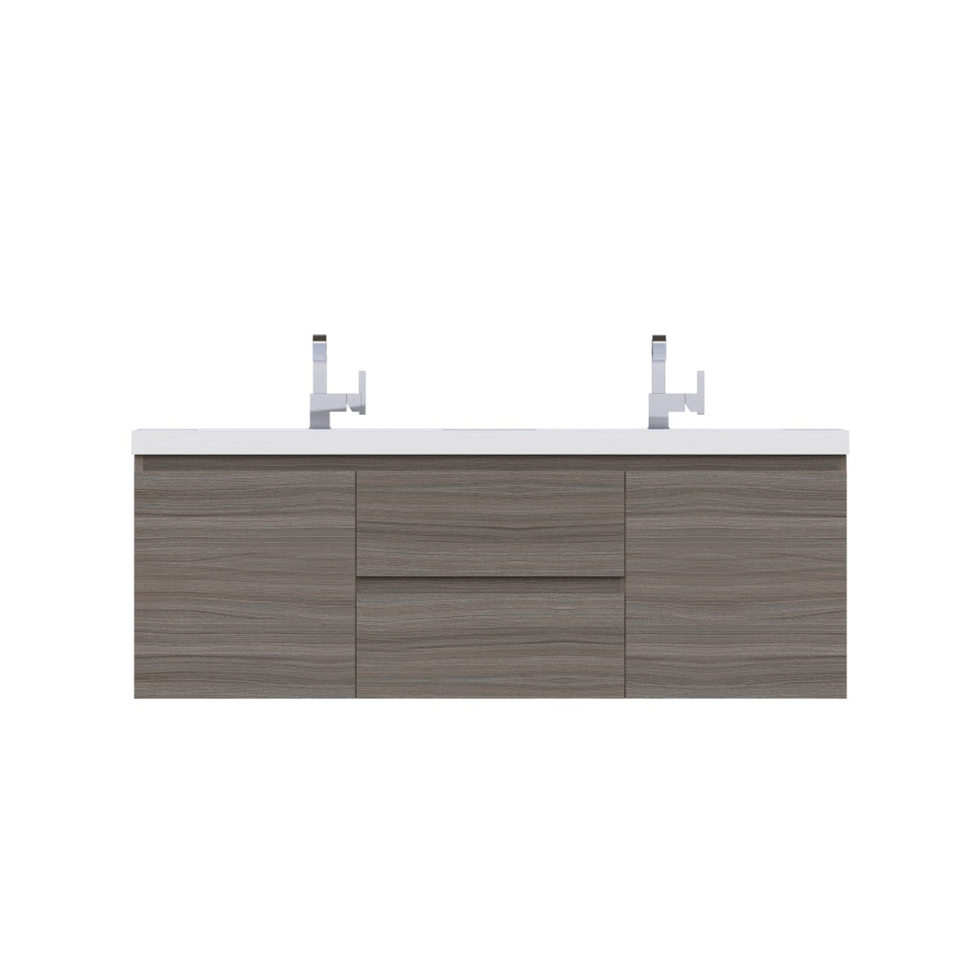 Alya Bath Paterno 60" Double Gray Modern Wall Mounted Bathroom Vanity With Acrylic Top and Integrated Sink - AB-MOF60D-G - Backyard Provider