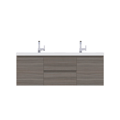 Alya Bath Paterno 60" Double Gray Modern Wall Mounted Bathroom Vanity With Acrylic Top and Integrated Sink - AB-MOF60D-G - Backyard Provider