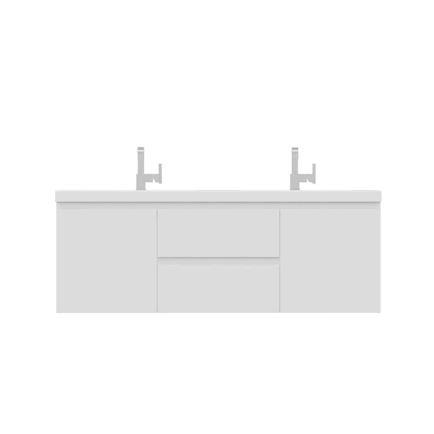 Alya Bath Paterno 60" Double White Modern Wall Mounted  Bathroom Vanity With Acrylic Top and Integrated Sink - AB-MOF60D-W - Backyard Provider