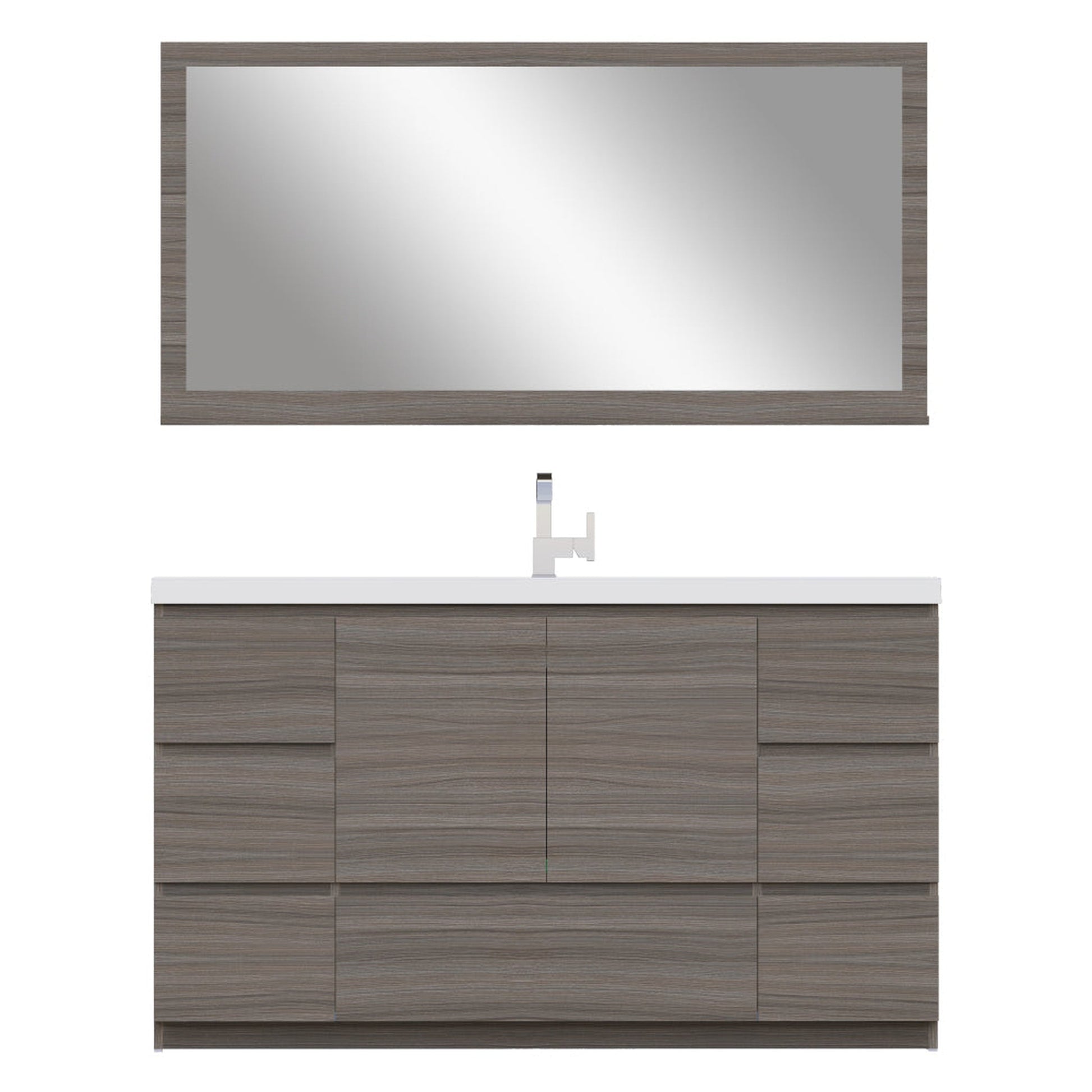 Alya Bath Paterno 60" Single Gray Modern Freestanding Single Bathroom Vanity With Acrylic Top and Integrated  Sink - AB-MOA60S-G - Backyard Provider