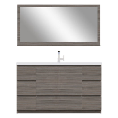 Alya Bath Paterno 60" Single Gray Modern Freestanding Single Bathroom Vanity With Acrylic Top and Integrated  Sink - AB-MOA60S-G - Backyard Provider