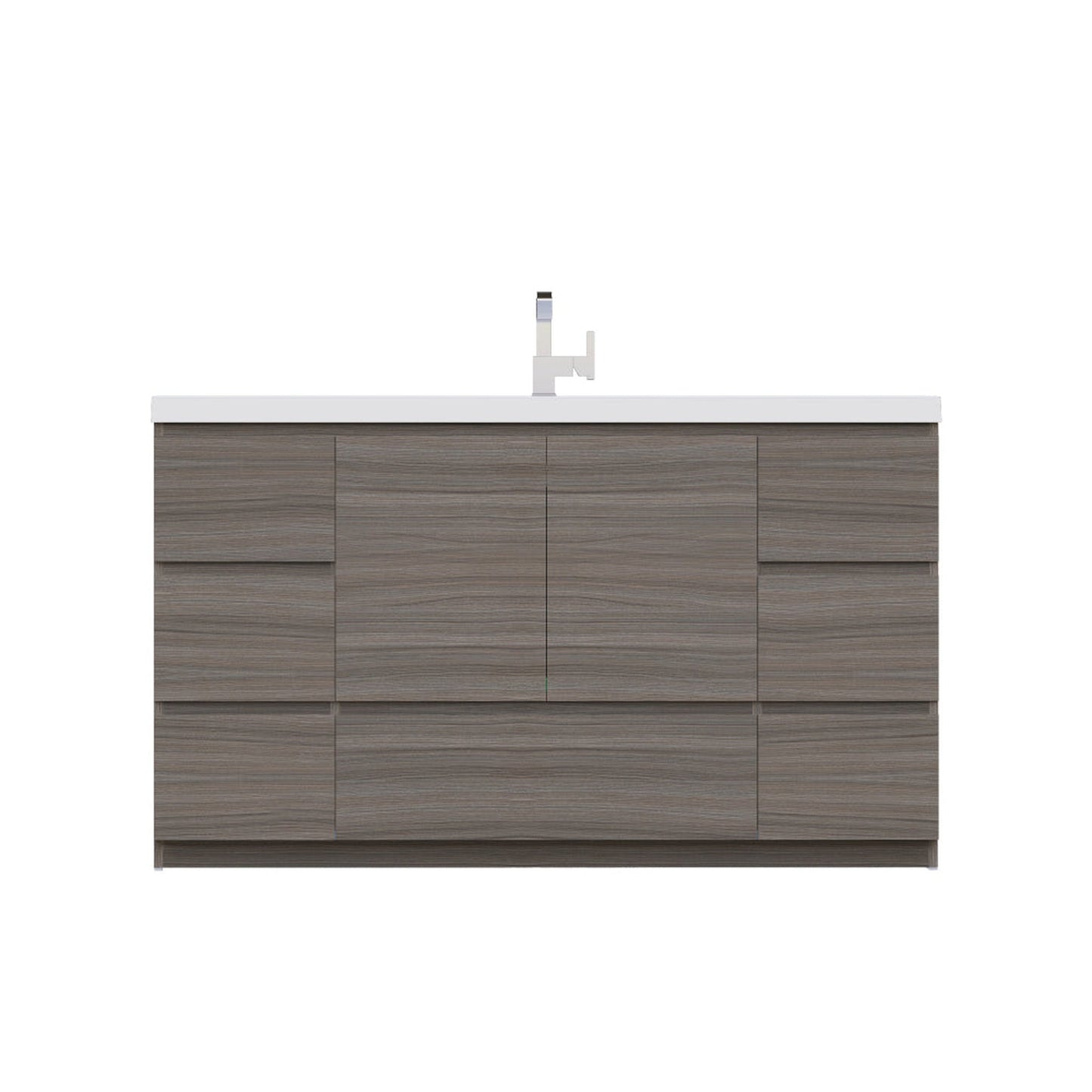 Alya Bath Paterno 60" Single Gray Modern Freestanding Single Bathroom Vanity With Acrylic Top and Integrated  Sink - AB-MOA60S-G - Backyard Provider